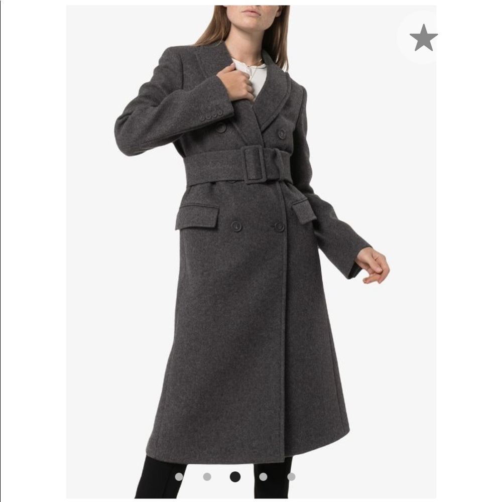 Helmut Lang belted double breasted gray coat